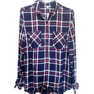 Pure Navy Chloe Plaid Navy Combo, NWT, M
